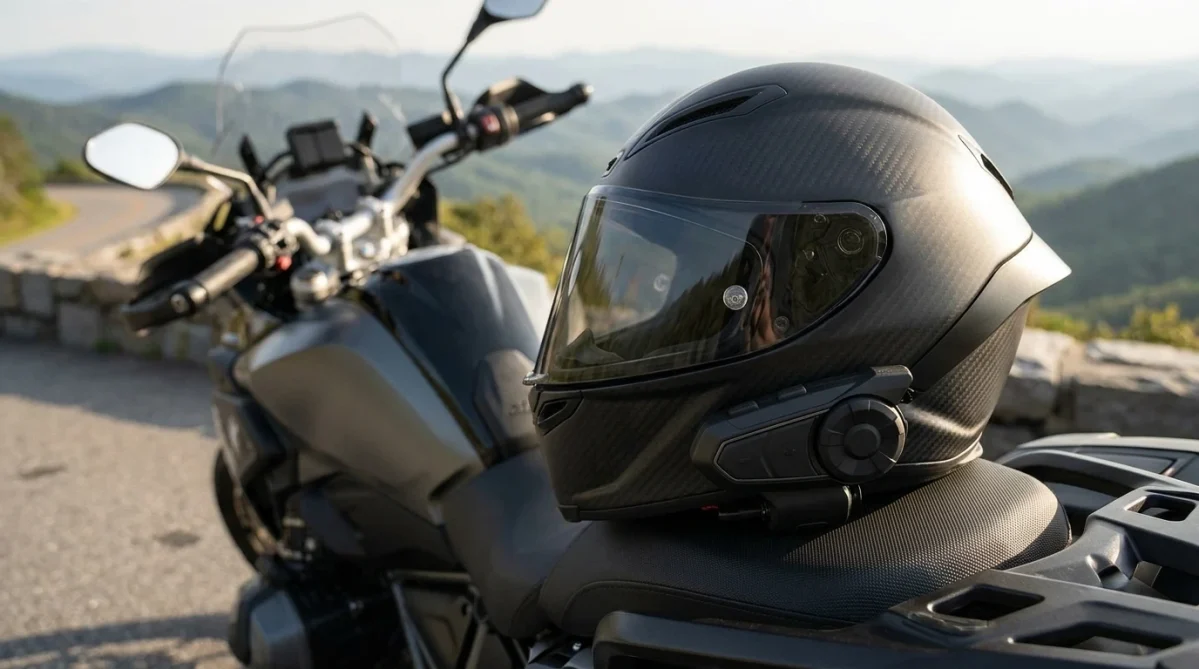 Cardo Packtalk Edge motorcycle helmet communication system with Dynamic Mesh Communication