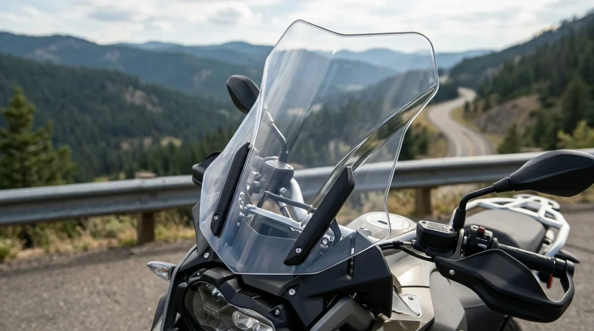 National Cycle VStream motorcycle windshield with contoured wind-deflecting design