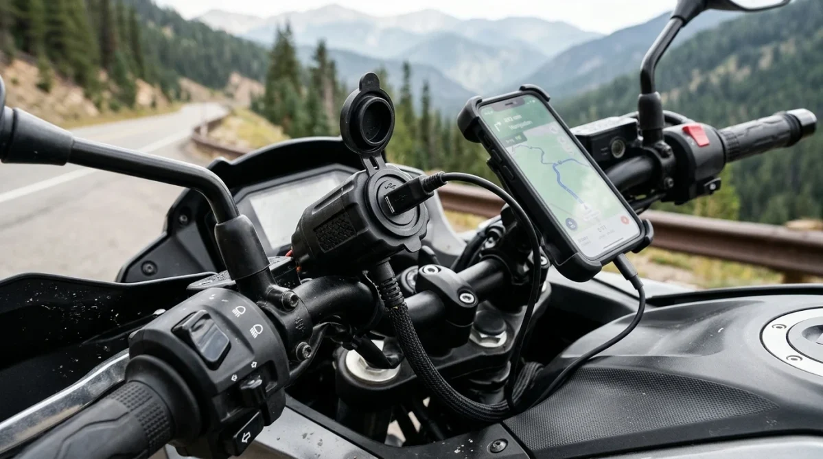 OptiMate USB O-118 motorcycle USB-C charging system with fused battery connection